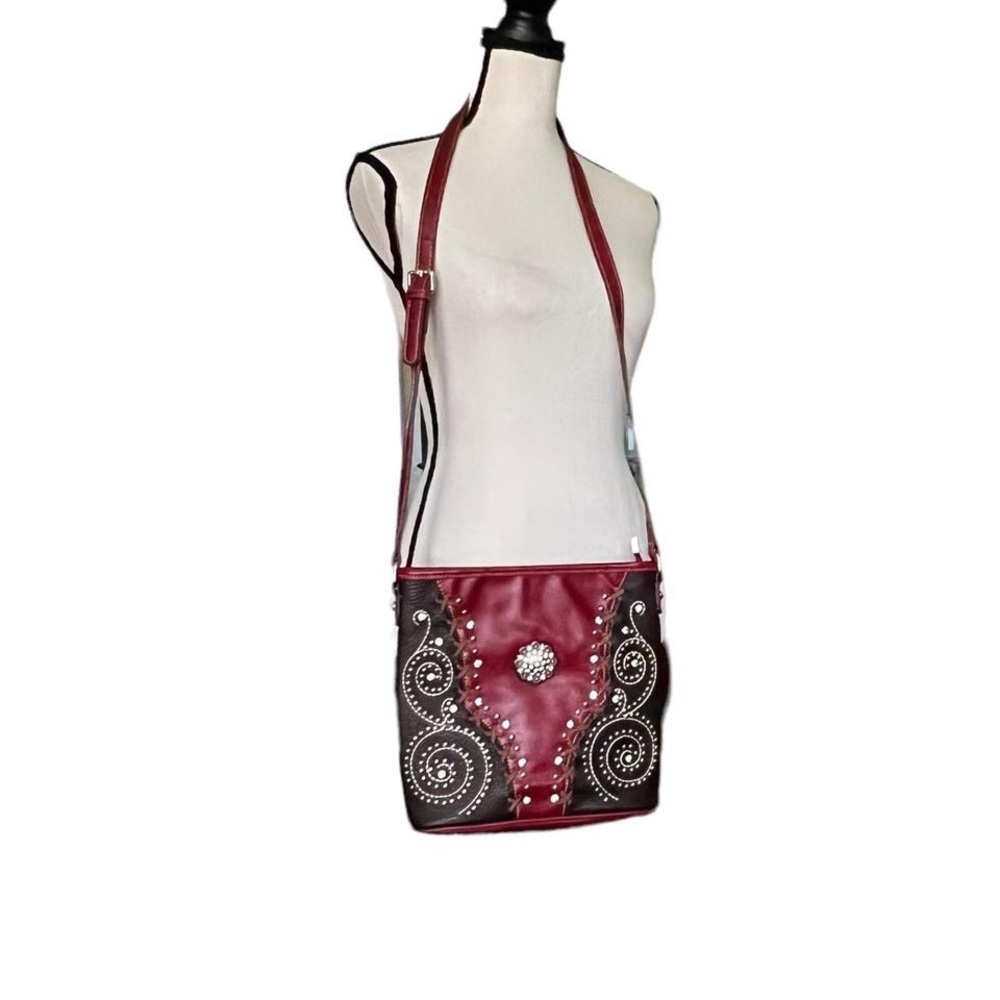 American bling rhinestone instead red and navy shoulder handbag